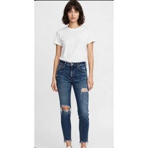 Moussy Vintage MV Odessa Wide Straight Distressed Jeans Blue 27